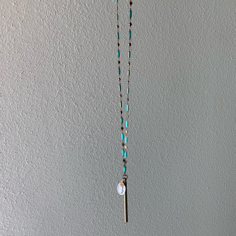 Rustic Blue beaded necklace with whistle charm